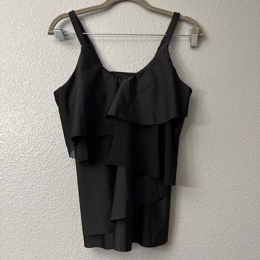 Black R uffle Tank Top with adjustable straps